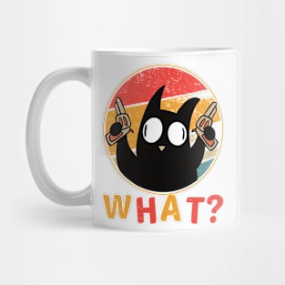 Cat vintage crazy gun say what Mug